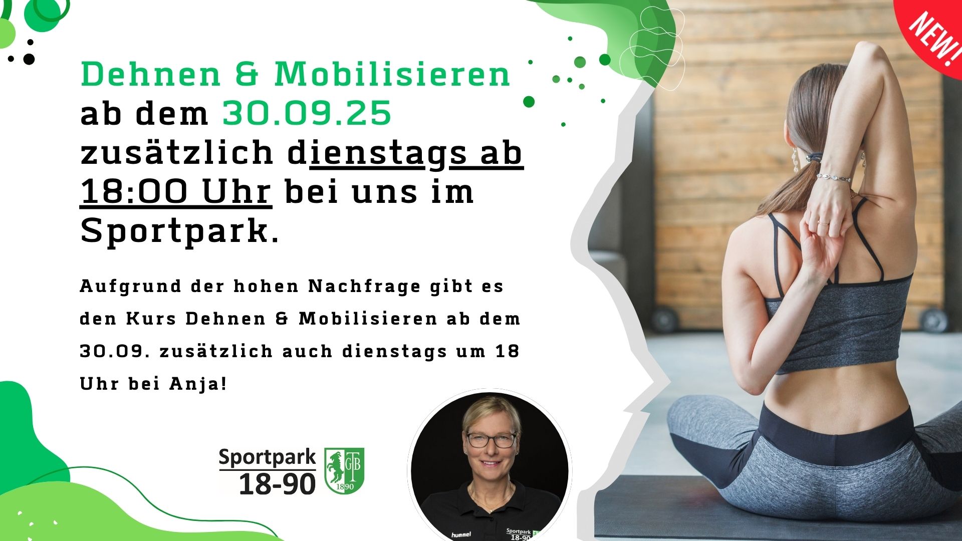 Mehr über den Artikel erfahren NEU: Ab dem 30.09.25 jeden Dienstag ab 18 Uhr Dehnen & Mobilisieren mit Anja.