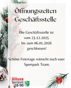 Mehr über den Artikel erfahren Weihnachtliche Öffnungszeiten der Geschäftsstelle der Turngemeinde Böckingen