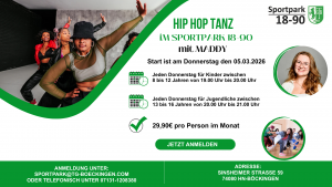 Mehr über den Artikel erfahren NEUER HIP-HOP-TANZKURS FÜR JUGENDLICHE IM SPORTPARK 18-90