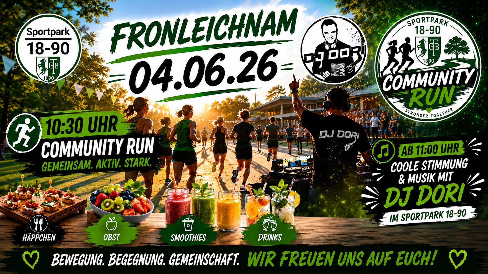 Du betrachtest gerade Community Run & DJ Dori Special an Fronleichnam ☀️🏃‍♂️🎶